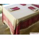 Nappe carrée jacquard 3m/1m60 monogramme écru rouge