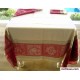 Nappe carrée jacquard 3m/1m60 monogramme écru rouge