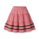 Jupe niçoise enfant 6 ans, en coton à fines rayures rouges et blanches, dotée d’une taille élastiquée confortable.
