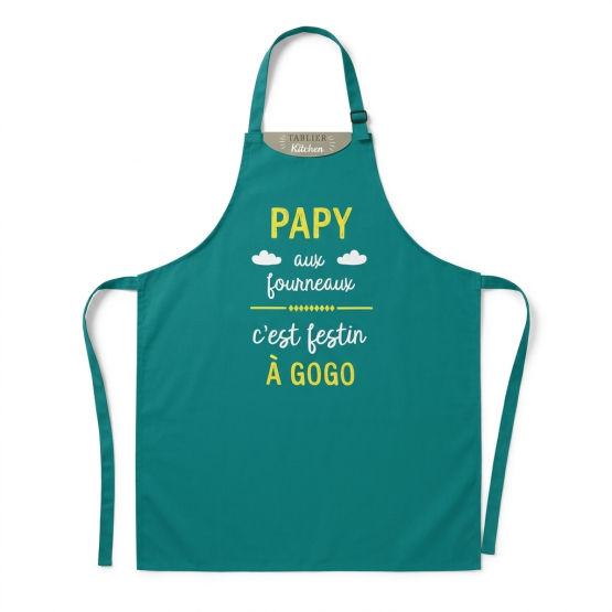 Tablier Papy aux Fourneaux - c'est festin à gogo - 100 %  Coton - Cadeau Humoristique pour Grand-Père