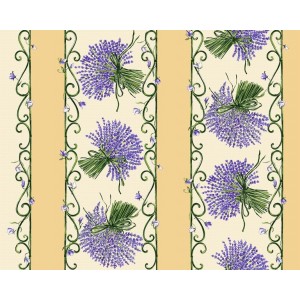 Nappe bouquet de lavande écru bleu coton 3m/1m60