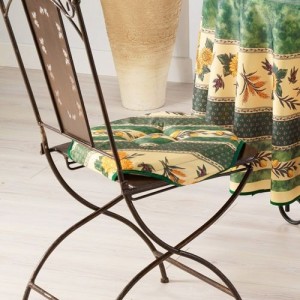 Coussin de chaise 4 rabats tournesol abeille vert