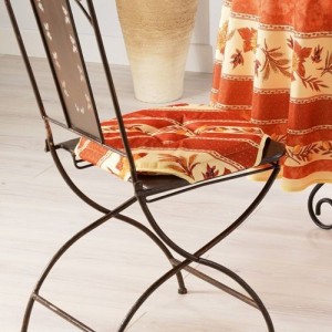 Coussin de chaise 4 rabats tournesol abeille brique