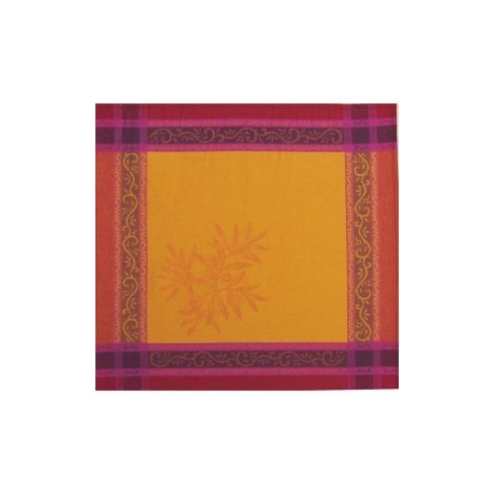 Serviette jacquard olive jaune rouge Serviette jacquard olive jaune rouge