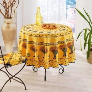 nappe-ronde-180cm-polyester-provençale-bouquet-blé-jaune-olive-bleu-table-tablecloth