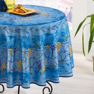 Nappe ronde anti tache sans repassage Glycine et Lavande bleue 1m80 