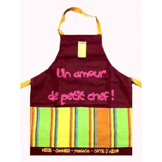 Tablier enfant couleur aubergine : Un amour de petit chef ! Tablier enfant couleur aubergine : Un amour de petit chef !