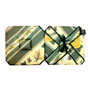 Coussin de chaise 4 rabats tournesol abeille vert
