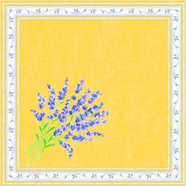 Serviette-de-table-coton-valensole-jaune-lavande-bouquet