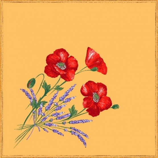 Serviette coquelicot jaune  40 cm /40cm