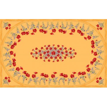Nappe coton coquelicot lavande jaune 2m50/1m55