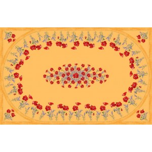 Nappe coton coquelicot lavande jaune 2m50/1m55