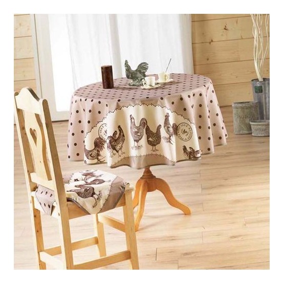 Nappe ronde anti tache sans repassage belle époque choco 1m80