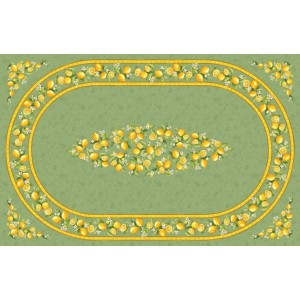 Nappe coton enduit  plastifiée citron vert 2m50 / 1m55
