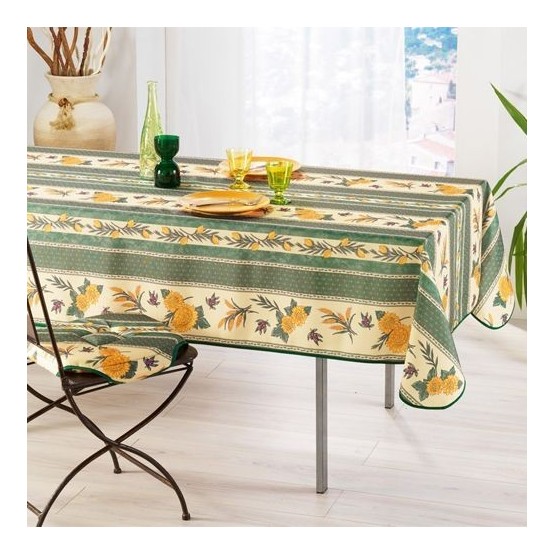 Nappe - tournesol - olive -Abeille - blé -citron - jaune -vert - 2m / 1m50 - antitache -infroissable