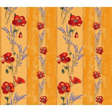 Nappe coquelicot jaune coton enduit 1m55/1m20