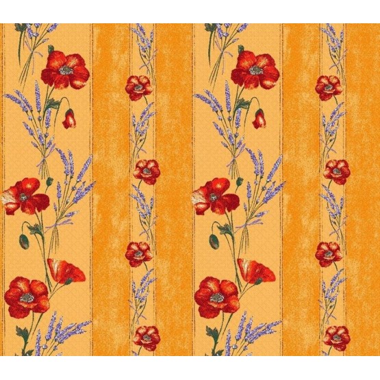 Nappe coquelicot jaune coton enduit 1m55/1m20