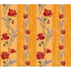 Nappe coquelicot jaune coton enduit 1m55/1m20