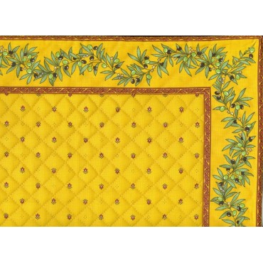 Tapis de table en coton matelassé Bastide bleu et jaune