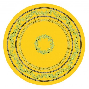 Nappe ronde coton enduit ramatuelle jaune bleu 1m80