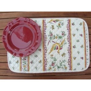 Set de table faïence de moustier rose