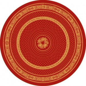 Nappe ronde jacquard coton tissé  2m30 Bastide rouge