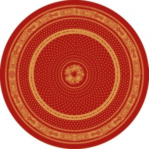 Nappe ronde jacquard coton tissé  2m30 Bastide rouge