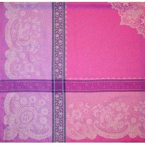 Nappe coton tissé jacquard traité téflon Dentelle framboise  2m50/1m60