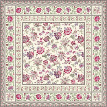 Nappe carrée jacquard  garance fushia bleu   1m45/1m45