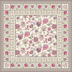 Nappe carrée jacquard  garance fushia bleu   1m45/1m45