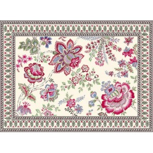 Nappe carrée jacquard  garance fushia bleu   1m45/1m45