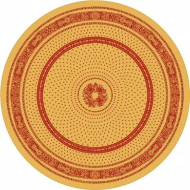 Nappe ronde jacquard coton tissé  2m30 Bastide jaune rouge