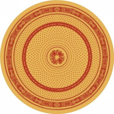 Nappe ronde jacquard coton tissé  2m30 Bastide jaune rouge