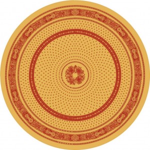 Nappe ronde jacquard coton tissé  2m30 Bastide jaune rouge
