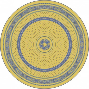 Nappe ronde jacquard coton tissé  2m30 Bastide jaune bleu