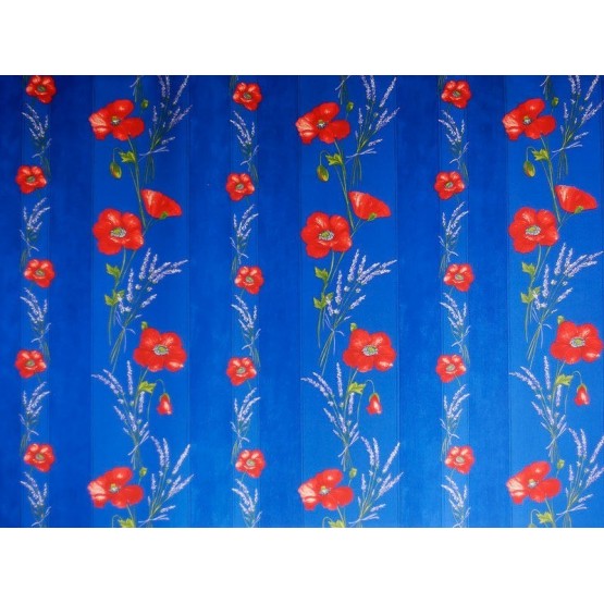 Nappe coquelicot lavande bleu coton enduit plastifié 3m/1m55