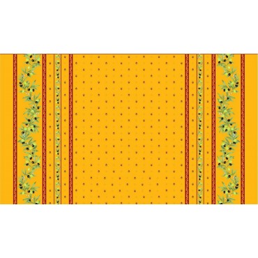 Nappe  coton enduit plastifiée ramatuelle jaune rouge 2 m / 1m50