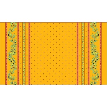 Nappe  coton enduit plastifiée ramatuelle jaune rouge 2 m / 1m50