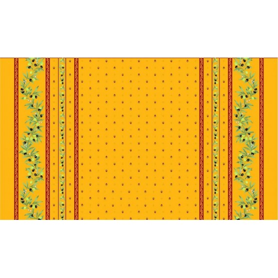 Nappe  coton enduit plastifiée ramatuelle jaune rouge 2 m / 1m50