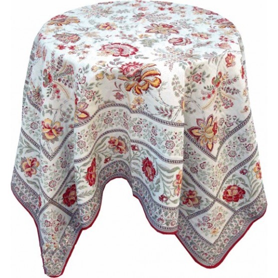 Nappe carrée jacquard garance jaune rouge 1m45 x1m45