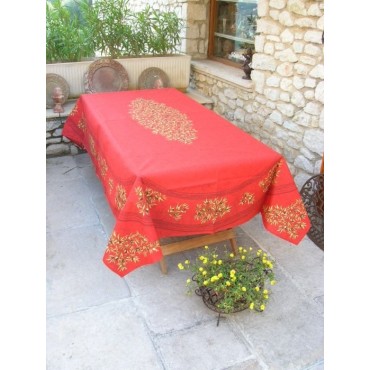 Nappe Clos des oliviers rouge  plastifiée 2m50 / 1m50