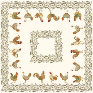  Nappe Plaid carré Vercors écru rouge 1m40/1m40