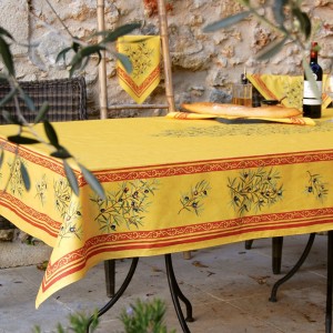 Nappe clos des oliviers jaune coton enduit plastifié 3m//1m60
