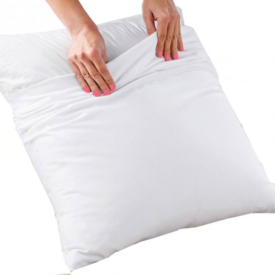 Protège taie d'oreiller blanc élise 60 cm x 60 cm coton