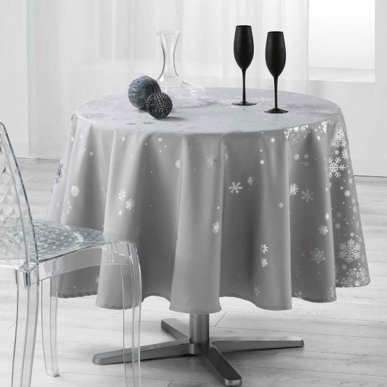 Nappe Anti-taches Noël Gris taille Ronde 160 cm - Cdiscount Maison