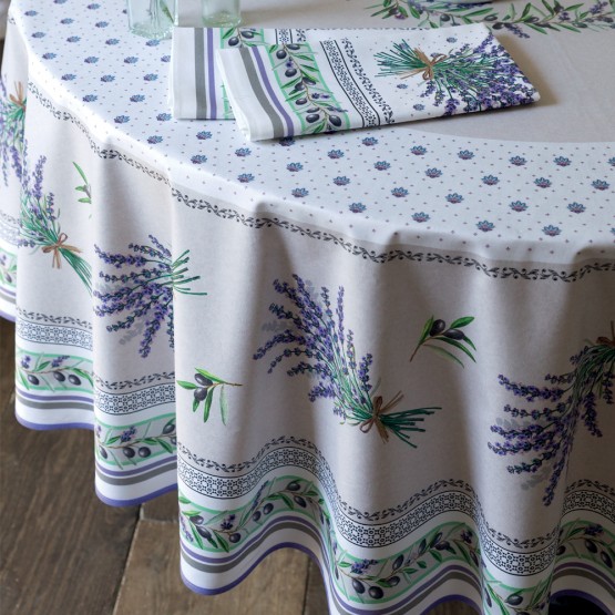 Nappe Ronde En Coton Et Lin Avec Pompons Bordés