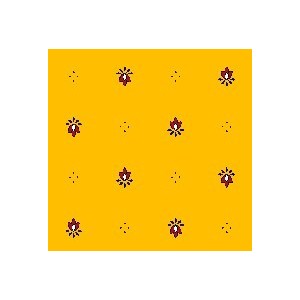 Nappe exclusif  jaune rouge coton enduit 1m50/1m20