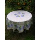 Nappe ronde coton enduit lavande blanc bleu 1m80