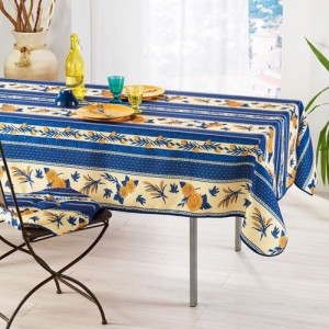 Nappe-rectangle-provençale-tournesol-abeille-citron-olive-blé-antitache-infroissable-tablecloth-no stain no iron-