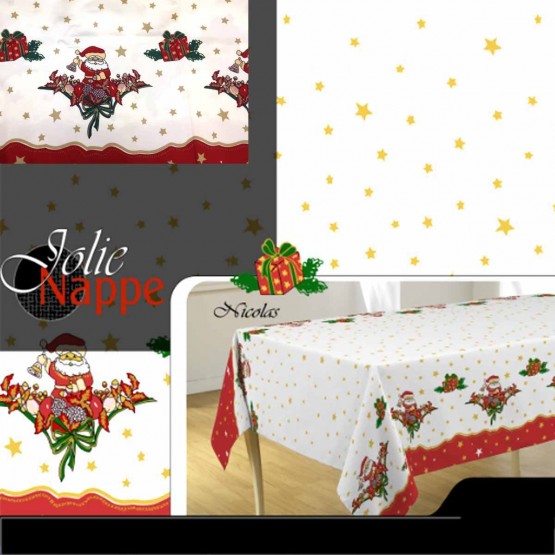 Nappe de Noël NR père noël Nicolas Anti tache Infroissable 3m x 1m50